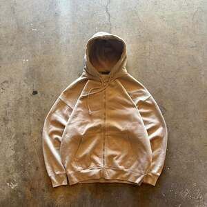 Vintage Brandy Melville Zip Up Hoodie, Tan Oversized Baggy Sweatshirt, Size Larg
